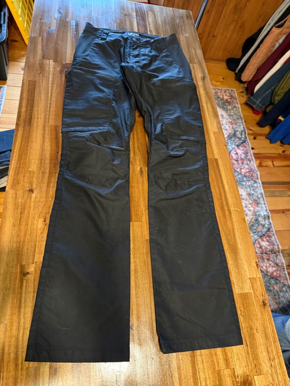 Black size 4 long Straight-Leg Utility Pants